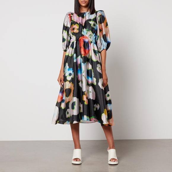 STINE GOYA Elizabeth Floral Print Midi Dress Size Medium - Picture 1 of 13